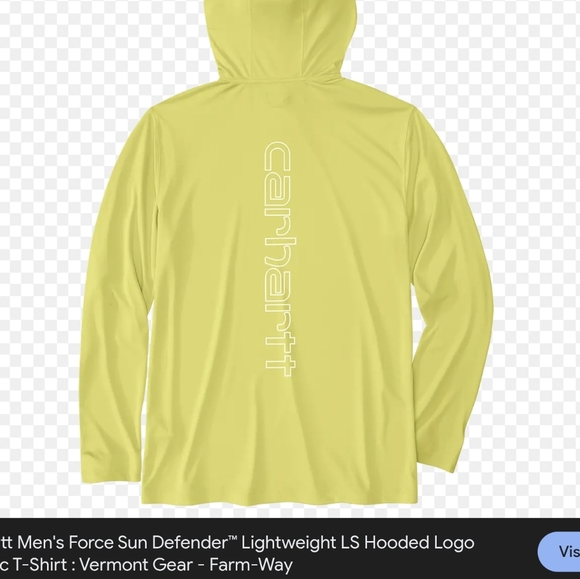 Carhartt Men's Force Sun Defender Lightweight Light Green Hooded Size L - Picture 3 of 12